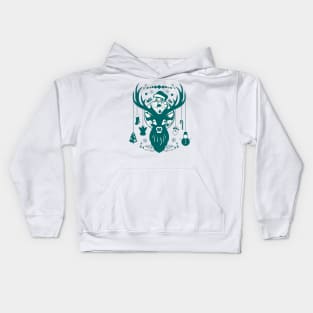 Reindeer antler | deer head green Kids Hoodie